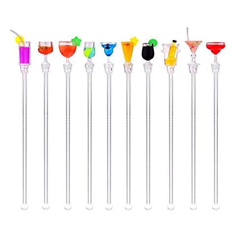 Hebudy Cocktail Stirrers Muddler Mixing Spoon for Bar Stirring Drink Ice Mixer with Long Handle Mixing Sticks 10 PCS Cover