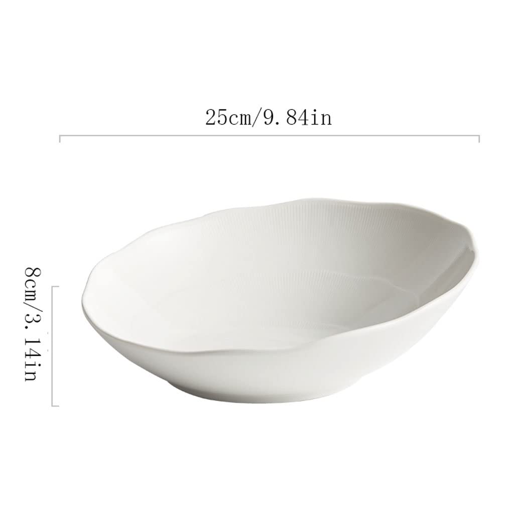 Miska do sałatek, ukośne usta, miska do sałatek, talerz na warzywa i owoce, domowa kuchnia, biała ceramiczna miska do sałatki, miska deserowa, miska do serwowania sałatek (M)