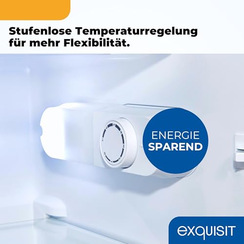 Exquisit Kühlschrank mit 3-Sterne-Gefrierfach | 82 l Nutzinhalt, Energieeffizienzklasse E, 38 dB | LED-Beleuchtung, manuelle Temperaturregelung, wechselbarer Türanschlag | KS5117-3-010E weiss