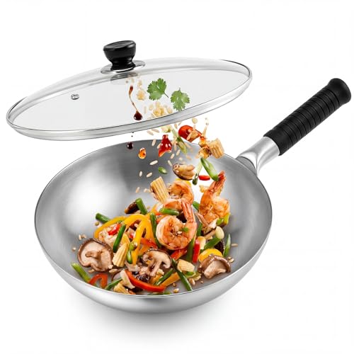 Yiyiring Pure Titanium Wok Lid, Ultra Lightweight 2.5 Lbs