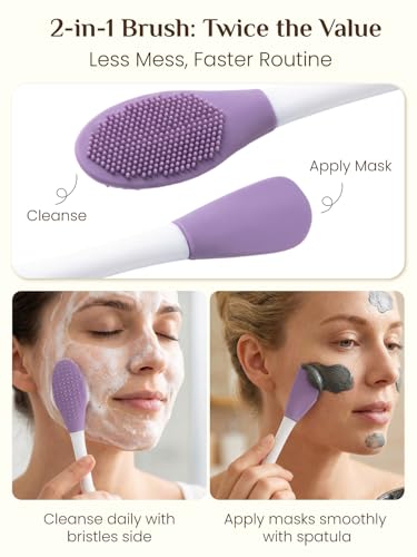 Rena Chris Gua Sha and Face Roller Set - 7 in 1 Face Skin Care Tools with Facial Cleansing Brush, 2 Silicone Scrubber Pads & Face Sponge, Travel Bag, Beauty Gift for Women - Thumbnail 4