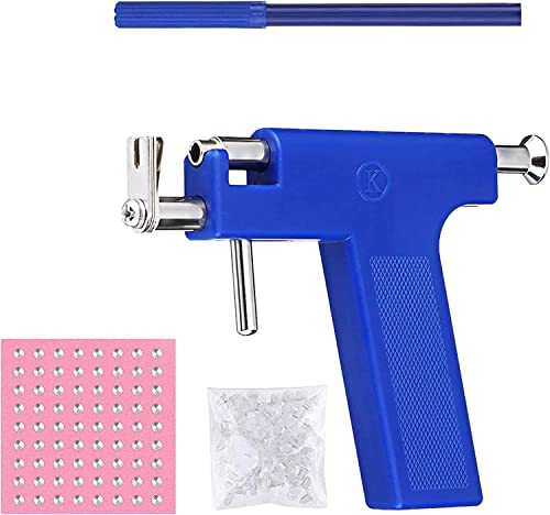 Pistola Perforadora, Pistola para Piercing de Oreja sin Dolor Profesional Herramienta para Perforar el Orificio del Cuerpo Kit con 98 Piezas los Pernos, para Ear y Nariz Herramienta de Perforación Cover