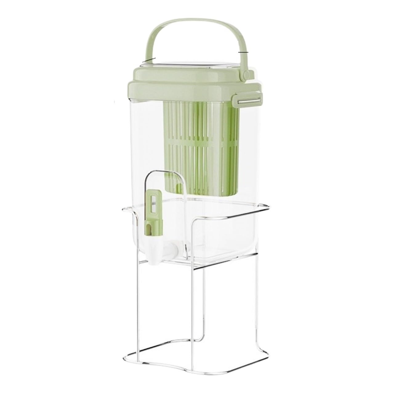 MYUYEE Beverage Dispenser,Juice Refrigerator Beverage Bucket With Tap Home Beer Dispenser Drink Tower (Green 13X15.5X21Cm)