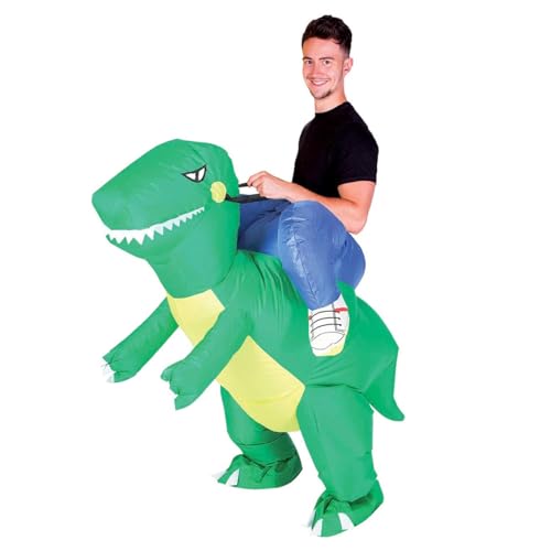 AirSuit® Disfraz de dinosaurio inflable | Disfraz de raptor inflable | Tamaño adulto 160 a 190cm | Poliéster Cómodo | Resistente | Sistema de inflación incluido | OriginalCup®