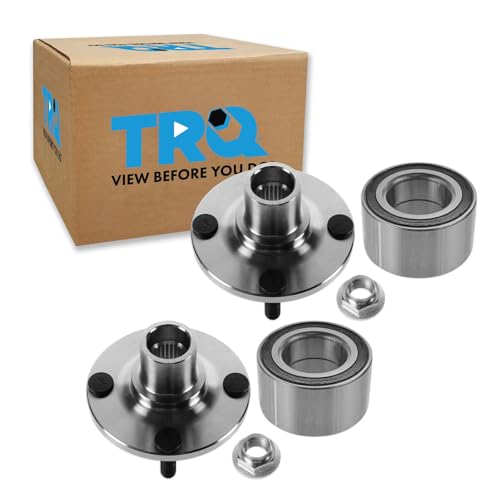 TRQ 2 Piece Front Rear Wheel Bearing & Hub Kit Set Compatible with 1991-2002 Ford Escort 1990-1994 Mazda 323 1990-2005 Miata 1992-1995 MX-3 1990-2003 Protege 1991-1999 Mercury Tracer