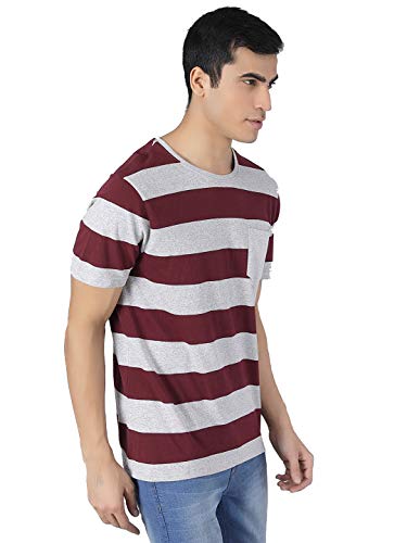 Image of KOTTY Multicolor Striped Pure Cotton Men TShirt