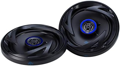 AutotekATS65CXS 6.5 Inch Coaxial Car Speakers (Black and Blue, Pair) - 300 Watt Max, 2 Way, Voice Coil, Neo-Mylar Soft Dome Tweeter, Pair of 2 Car Speakers