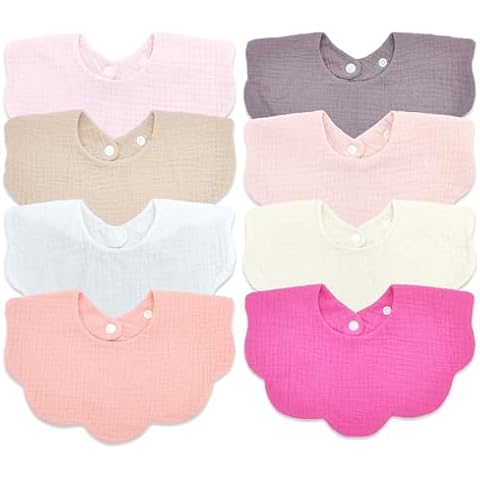 8PCS Baby Bibs Muslin Bibs Baby Girl Bibs 4-Layer Muslin Cotton Baby Teething Drooling Bibs Absorbent&Soft&Breathable Muslin Bibs Cover