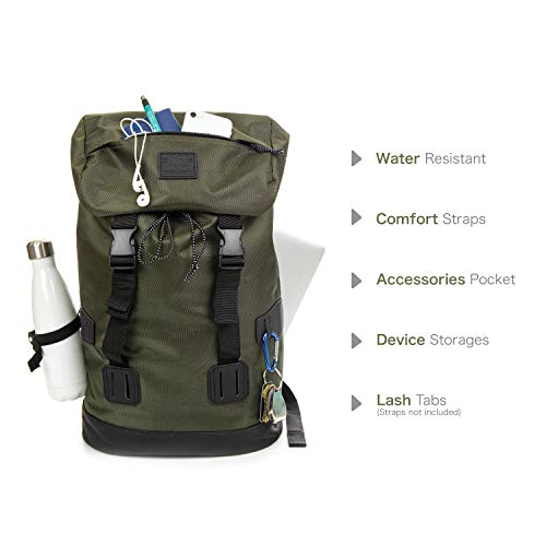 XRAY Duffle Backpack Large Canvas Retro Rucksack Travel Hiking Mountain Overnight Weekend Bag for Men and Women (Dark Olive/Black)
