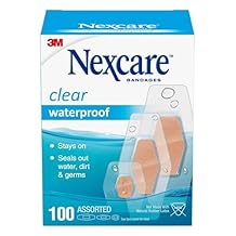 Nexcare Waterproof Clear Bandages, Covers and Protects, 360 Degree Seal Around The Pad Offers Exceptional Protection Against Water, Dirt, and Germs, Assorted Sizes, 100 Count