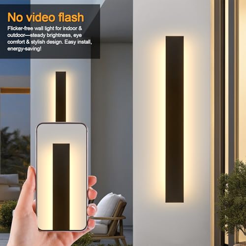 Image of AioTio 70.8in Outdoor Wall Lights, Upgraded 4.72in Wide Black Exterior Light Fixtures Wall Mount, Waterproof Modern Porch Light,3000K Long Strip LED Linear Outdoor Sconces Wall Lighting for House