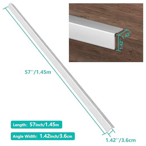 Image of 5pcs 57 inch L*1.42 inch W Aluminum Self-Adhesive Wall Corner Protectors, Wall Furniture Bumper, Safety Baby Proofing Corner Cushion Table Edge, Wide Coverage and Easy to Install - Silver