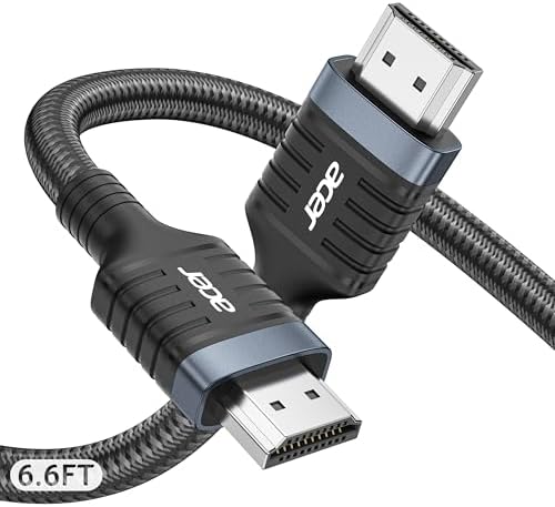 Acer 8K HDMI 2.1 Cable 6.6FT, 48Gbps Ultra High-Speed Braided Cord Supports 8K@60Hz, 4K@120Hz, HDR10+/HDCP 2.2 & ARC/eARC, Certified HDMI Cable Compatible with PS5, PS4, Xbox, Monitors, Laptops, HDTV