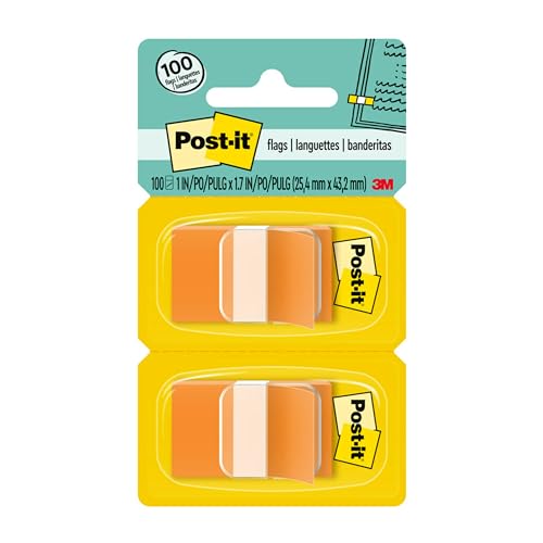Image of Post-it Standard Page Flags in Dispenser 1in Wide, Orange 100 Flags, 680-OE2