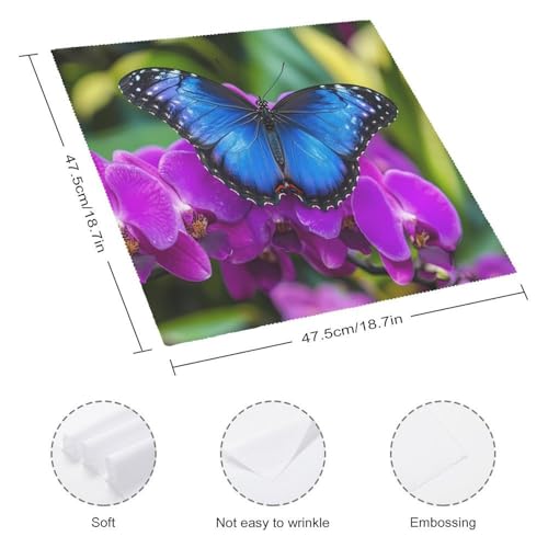 Servilletas de tela con diseño de mariposa azul, suaves y reutilizables para cocina 3