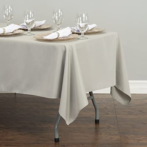 Linentablecloth 60 X 102-Inch Rectangular Polyester Tablecloth Silver #TOP4
