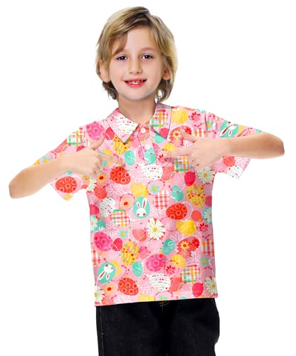 Image of AOBUTE Kids 4th of July Polo American Flag Short Sleeve Button Down Shirts Tops 3-14 Years