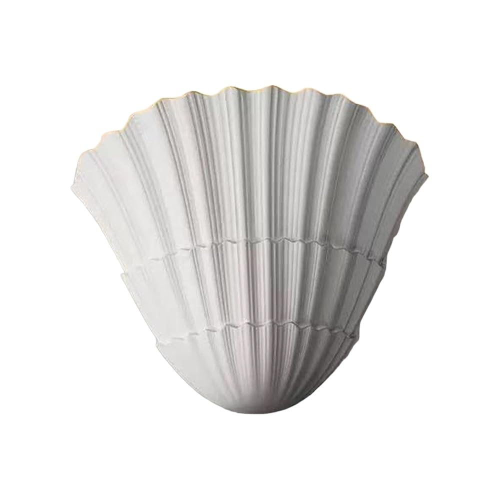 SXECAEPS White Plaster Shell Sconce Sculptural Wall Mount Light Fixture, Aesthetic Gypsum Lamps for Bedroom Living Room Home Decor, G9 Hardwired Sconces Lighting(D)