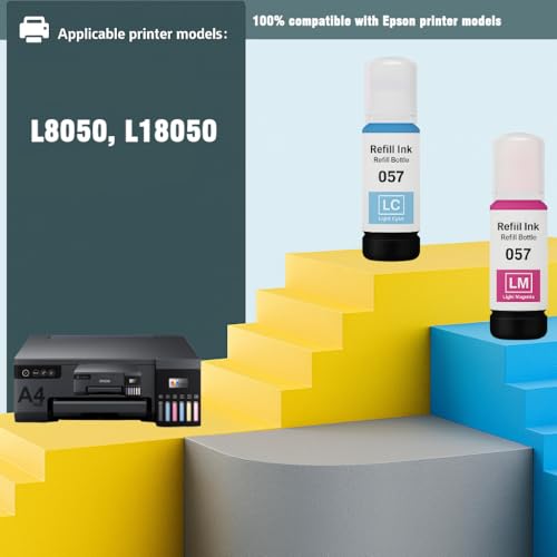 Image of KOSH 057 Refill Ink Suitable for L8050, L18050, L8150W Printers (2, Light Cyan Light Magenta)