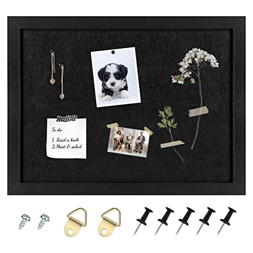 Aitakatta Tableau d'affichage en liège avec cadre noir pour murs avec feutre, tableau d'affichage décoratif à suspendre pour la maison, l'école, le bureau, tableau de vision, 36,8 x 27,9 cm, noir