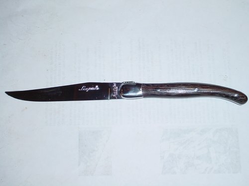 Jean Dubost Set of 6 authentic French Laguiole steak knives with Authenticity Certificate, Wenge wood handles