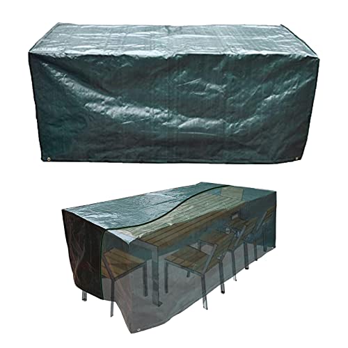 Funda protectora para mesa de patio, 170 x 95 x 70 cm, impermeable, transpirable, de polipropileno, para muebles de exterior, para mesa de jardín y sillas, color verde Cover