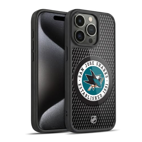 Coque gel renforcé iPhone 15 Pro texture rondelle NHL San Jose Sharks