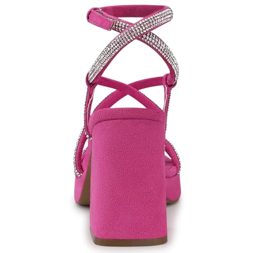 Image of CELLENZ Women Chunky Platform Heels: 3.9 Inch High Heel Prom, Wedding, Party, Square Open Toe Heeled Sandals, Strappy Comfortable Sexy Dressy Heels