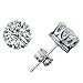 Fashion Crown 18k Gold Plated Earrings Women Brincos De Prata Men Sterling Silver Crystal Jewerly Double Stud Earrings (Silver) (Silver, Onesize)