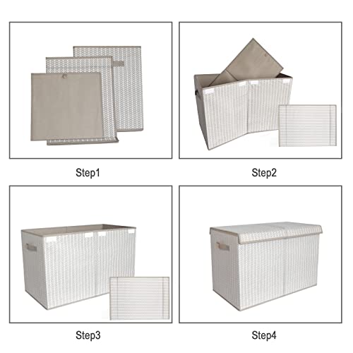 VERONLY Toy Box Chest Organizer Bins for Boys Girls Kids, Large Collapsible Fabric Storage Container with Flip-Top Lid & Handles for Clothes,Blanket,Nursery,Playroom,Bedroom,Tree Branch Pattern (Gray) - Thumbnail 3
