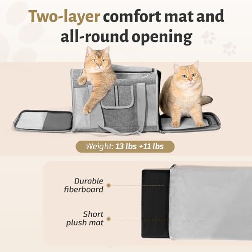 Sedioso-Pet-Carrier-for-Large-and-Medium-Cats-177X-106X-106in-Carrier-for-2-Kitties-All-Sided-Mesh-Cat-Carrier-with-Great-Ventilation-Portable-Soft-Sided-Carrier-Up-to-25lbs-for-TravelingGrey