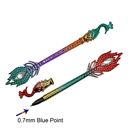 Lopenle 12Pcs Dazzling Peacock Pens Phoenix Pens Colorful Peacock Feather Pen With Diamond 0.5 Blue Ink Gel Pens For School Office Kids Bithday Christmas Party #TOP1