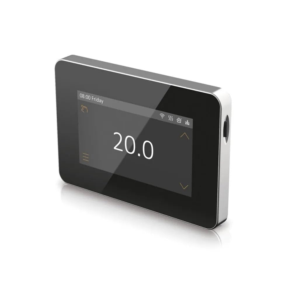 EverHeat Touchscreen Underfloor Heating Thermostat – Digital Programmable UFH Controller with Smart Modes, Energy Saving Scheduling, Compatible with Electric Heating Mats, Foil & Cable Systems, Black