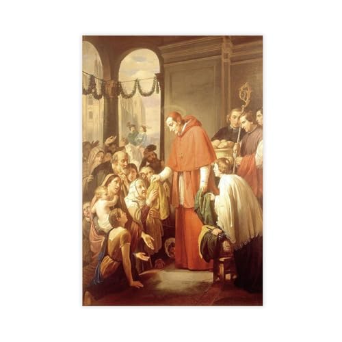 Portrait Saint Charles Borromée impression sur toile 30x45cm pour une déco murale classique