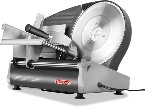 TOOGOOD 8.7" Meat Slicer, Electric Food Slicer Machine with Removable Stainless Steel Blade, Deli Food Slicer for Home Use, Slicing Frozen Meat,Hard Cheese, Ham and Deli, Black