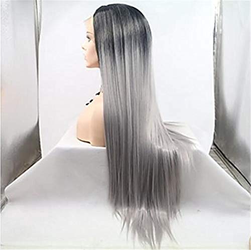 Perruque synthétique lacet avant longue 20 pouces cheveux lisses