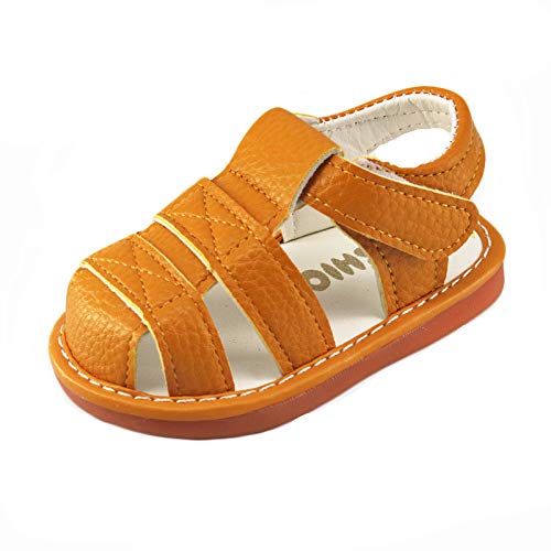 Image of WILLFUN Baby Boy Girl Summer Infant Squeaky Sandals Premium Rubber Sole Closed-Toe Non-Slip Shoes Toddler First Walkers