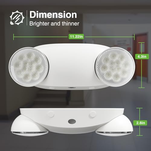 FREELICHT 12 Pack Emergency Lights for Business, with Battery Backup, Two Head Adjustable LED Emergency Lighting, UL 924 Certified,AC 120/277V - Thumbnail 6