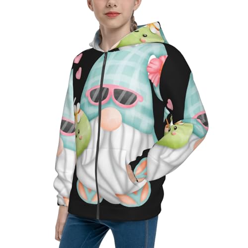 Summer Gnome Kid Hoodies Boys Zip Up Sweatshirts Girls Pullover with Pocket