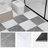 Tottist 30-Pack 12x12 Inch Peel and Stick Vinyl Floor Tiles, Self Adhesive Waterproof Flooring Planks for Kitchen, Dining Room,Bathroom,Vestibule, Cover 30 Sq. Ft(Grey/White Marble,15 Tiles Per Color)