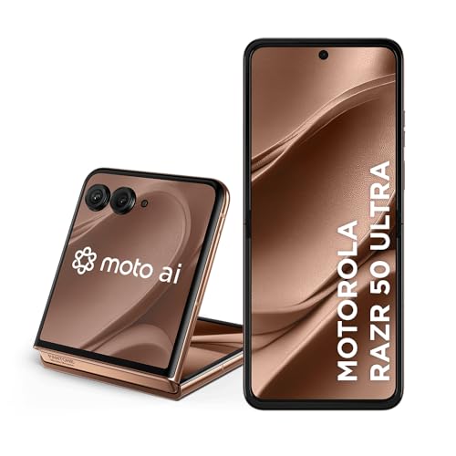 Smartphone Motorola Razr 50 Ultra - 512GB 24GB (12GB RAM+12GB Ram Boost) Tela dobrável 6,9" pOLED e externa 4” Moto AI camera IPX8 Mocha Mousse