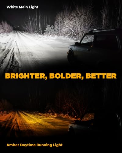 Image of Auxbeam V-Ultra Series 7 inch Round LED Off-Road Lights with Amber DRL 2-Pack | 3 Lighting Modes, 270 Side Shooter, Far & Wide Vision, 226W 26800LM, Light Covers, Driving Spotlight, for Jeep Ram Bronco