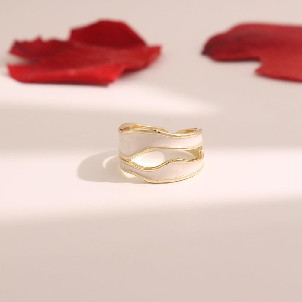 Colorful Adjustable Enamel Ring For Women Gold Plated Irregular Elegant Oil Drip Friendship Finger Ring Set Jewelry For Women