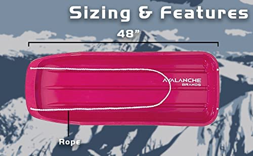 Avalanche Brands - 48" Classic Downhill Toboggan Snow Sleds - Red & Black #TOP7