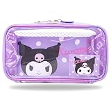 Roffatide Anime Transparente Bolsa de Maquillaje Púrpura Estuche Cosmético Impermeable Holográfico PVC Neceser Bolsa de Viaje para Niñas