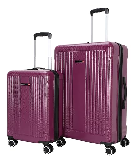 Sharper Image Shukra 2-Piece Set (21.5" & 29") Expandable 8-Wheel Spinner Carry On and Large Checked Luggage Set, Purple Potion