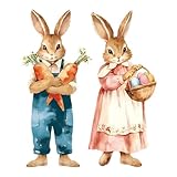 Easter Window Clings - PVC, 15.35x31.5 Inches, Large Reusable Rustic Static Decal | Easter Bunny Decoration, Holiday Party Window Sticker For Stores, Restaurants, Doors, Festivals, Party Supplies
