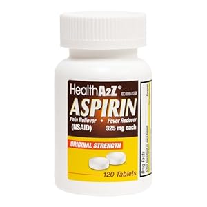 HealthA2Z® Aspirin 325mg | Uncoated Tablets |Original Strength | Pain Reliver |Fever Reducer | Compare to Bayer® Active Ingredients… (120 Counts)