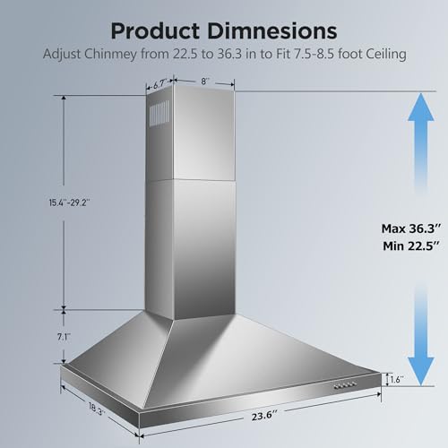 Zomagas ZMS-0160B 24 Inch Range Hood, Wall Mount Vent Hood In Stainless Steel thumb #6