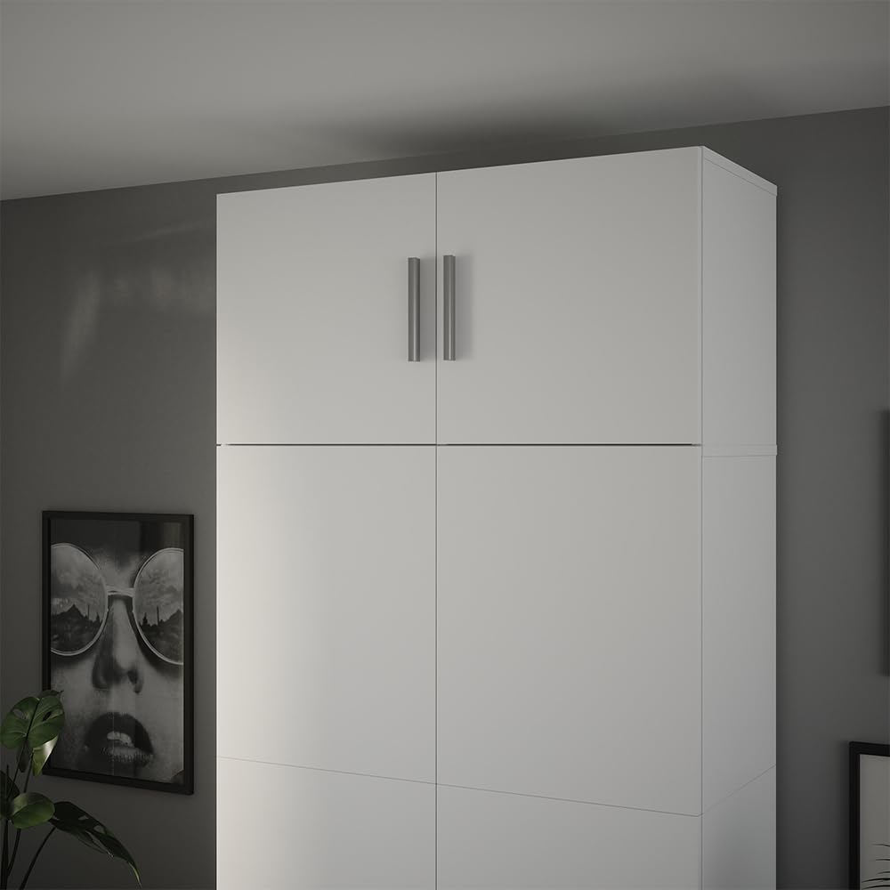 Vicco Aufsatzmodul Ingo, Weiß, 80 x 40 cm mit 2 Türen, zur Erweiterung von Mehrzweckschränken geeignet